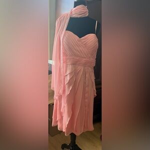 Adriana Pappell Strapless Draped Fluttered Dress